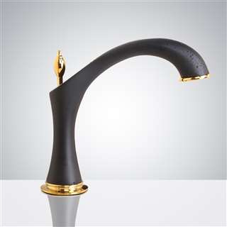BathSelect Bishop Matte Black and Gold Commercial Automatic Touchless Sensor Faucet