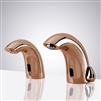 Hotel Commercial Automatic Temperature Control Thermostatic Rose Gold Sensor Faucet with Soap Dispenser