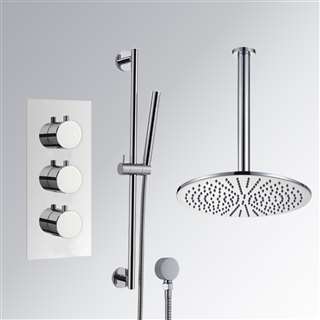 Luxury chrome shower system with rain head and concealed mixer