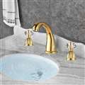 Widespread bathroom Lavatory Sink faucet Crystal handles Mixer tap Gold clour
