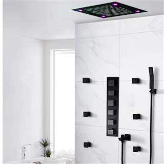 Recessed/ Ceiling Flushed Showerhead Lima Multi Color Water Powered Led Shower with Adjustable Body Jets and Mixer