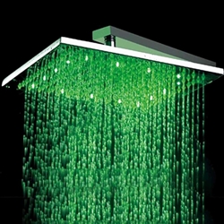 Stainless steel square led rainfall shower head