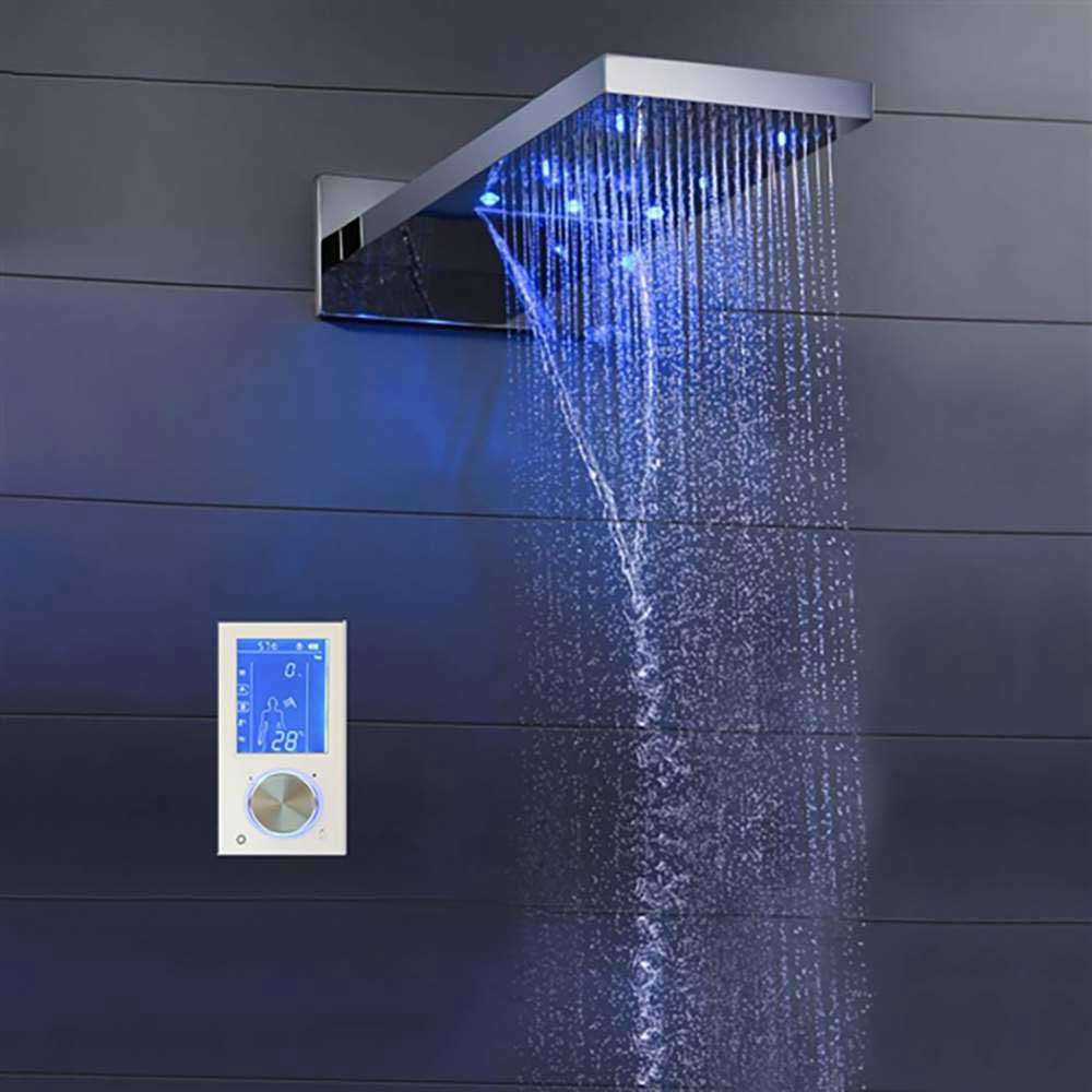 Lano 22" Contemporary Multi Color Water Powered Led Shower Head At  BathSelect