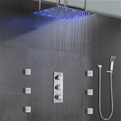 Juno 24"LED Rain Shower Head Thermostatic Shower Valve Set