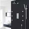 Lenox Chrome Thermostatic Shower System Set With Square Rain Head Handset 6 Jets