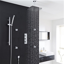 Fontana Thermostatic Shower System Chrome With Rain Shower Head  and  4 Jets