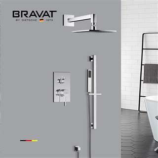 Bravat Thermostatic Shower System Chrome With Rain Shower Head