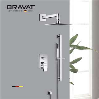 Bravat Thermostatic Chrome Rainfall Shower System With Handheld Shower