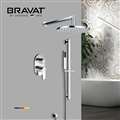 Bravat Chrome Thermostatic Round Shower System With Handheld Shower