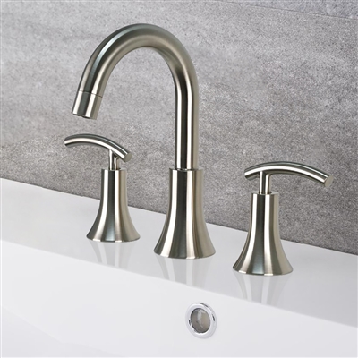 Créteil Brushed Nickel Bathroom Widespread Vanity Sink Faucet Lead Free