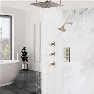 Nickel Finish Ceiling Mount Rainfall Shower Head