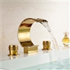 Wella Deck Mount Waterfall Sink Faucet Gold Finish
