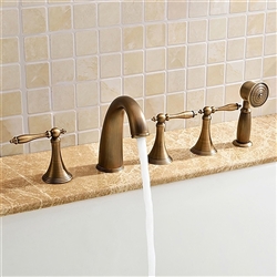 Verde Classical Antique Soild Brass Bathroom Tub Faucet With Handheld Shower