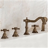 Antique Brass Finish Tub Faucet with Hand Shower