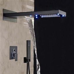 BathSelect Rainfall LED Color Changes Shower Single Handle Matte Black Shower