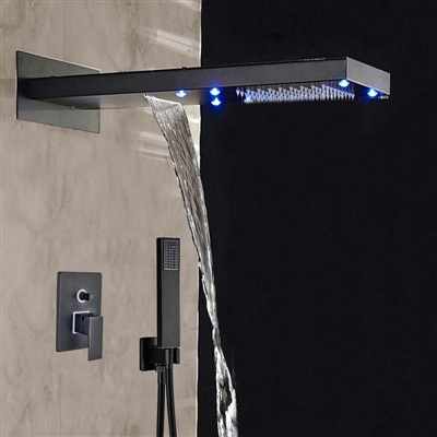 BathSelect Rainfall LED Color Changes Shower Single Handle Matte Black Shower