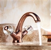 Suex Rose Gold Sink Faucet with Crystal Handles