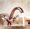 Suex Hotel Rose Gold Sink Faucet with Crystal Handles