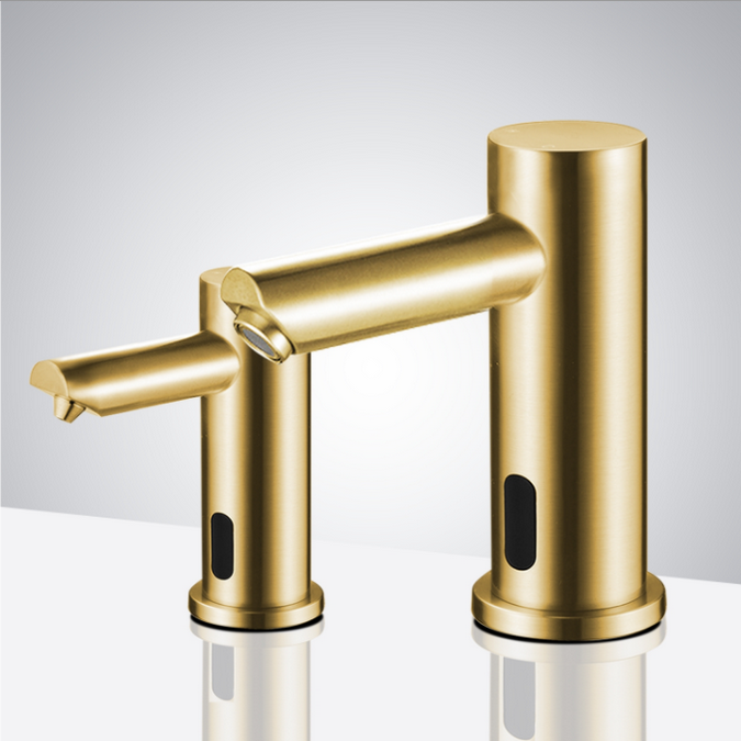 Solo Brushed Gold Commercial Automatic Dual Touchless Sensor Faucet And Soap Dispenser