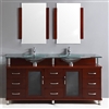 FontanaShowers Contemporary Double Vanity Set With Glass Top And Dropped In Sink