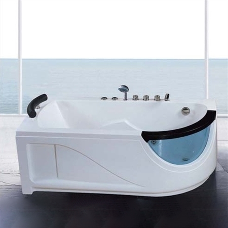 Fontana Latina White Acrylic Freestanding Indoor Bathtub with Body Jets and  Faucet