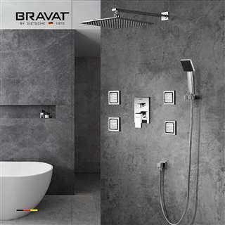 Bravat Bathroom LED Shower Set With Body Jets and Bravat Mixer