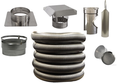 Smooth wall 5 inch Chimney Liner Kit in lengths up to 50 feet long!  ChimneyLinerKits.com
