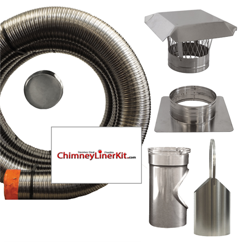 Smooth Wall 6 inch Pre-Insulated Chimney Liner Kit in lengths up to 50 feet  long! ChimneyLinerKits.com