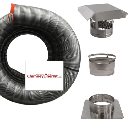 6 inch double ply smooth wall round Chimney Liner Kits in lengths up to 50  feet long! ChimneyLinerKits.com