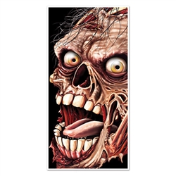 This Zombie Door Cover is the perfect Halloween house party or a haunted house decoration.