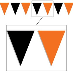 Orange and Black Outdoor Pennant Banner, 30 ft