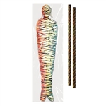 The Mummy Tree Wrap Decoration is printed on an all-weather plastic material and measures 15.5 inches by 5 feet. Included are two printed rope plastic ties. This evil looking mummy has bright green eyes and terrifying sharp teeth.