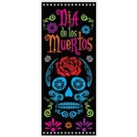 The Day Of The Dead Door Cover is made of all weather plastic and measures 30 inches wide and 6 feet tall. Features a skull and flowers in the traditional vibrant colors. Contains one (1) per package.