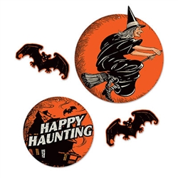 Whether large or small, these classic Vintage Halloween Cutouts will help you set a vintage feel for your Halloween celebration!  Sold four cutouts per package, these colorful classic designs are printed on high quality card stock.  Reusable with care.