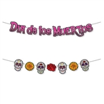 This vibrantly colorful Dia De Los Muertos Streamer Set gives you twice the decorating options!  Each package includes hangers to spell out Dia De Los Muertos  or a set of sugar skulls and roses.  You decide which fits your party decor best!