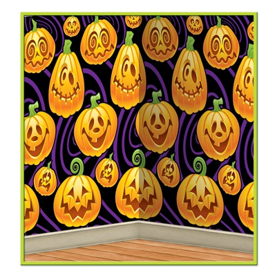 Jack-O-Lantern Backdrop - This high quality, finely printed and bargain priced backdrop transforms any room into a real pumpkin patch of spookiness!