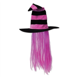 Pink Witch Hat with Purple Hair
