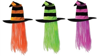 Witch Hat with Hair (Choose Color)