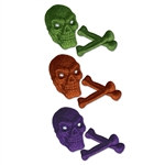 Glittered Plastic Skull & Bones - 1 skull & 2 bones per package.  Perfect for creating a spooky centerpiece, table setting or setting the Halloween mood!