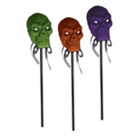 Assorted Glittered Plastic Skull On A Stick