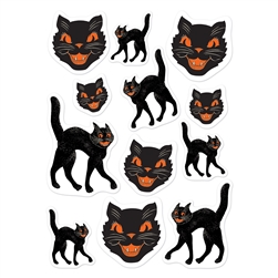 Vintage Halloween Black Cat Stickers