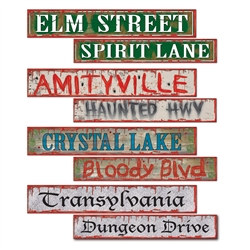 Halloween Street Sign Cutouts (4 Street Signs Per Package)