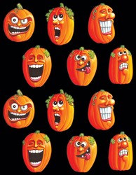 Wacky Jack-O-Lantern Stickers (4 sheets/pkg)