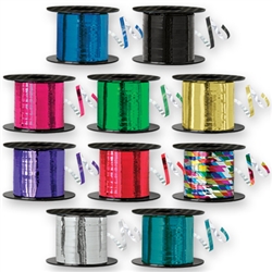 Choose your favorite color and get 500 yards of Metallic Curling Ribbon. One side of the ribbon is printed in the color of your choice, and the backside is silver foil. Call Partycheap at 800-224-3143 for a complete list of current colors.