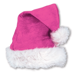 Pink Velvet Santa Hat w/Plush Trim