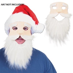 This fabric Santa mask includes a long white beard attached to a white Santa face. Inside the beard there is a button that plays "Jingle Bells" when pressed. One Santa Mask per package. Not returnable.