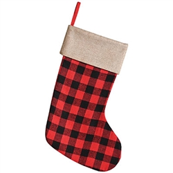 Plaid Stocking - Red & White