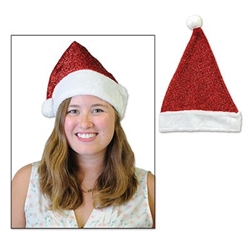 Throw out your boring old Santa Hat and upgrade to our Metallic Santa Hat this year! The red metallic fabric of the hat gives it a nice shimmer, and it's accented with white faux fur. Comes one Metallic Santa Hat per package.