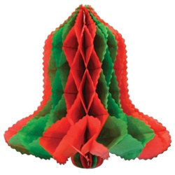 Art-Tissue Bell, Red and Green,  12 inches