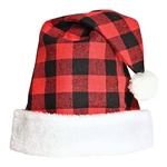 Plaid Santa Hat - Red & White